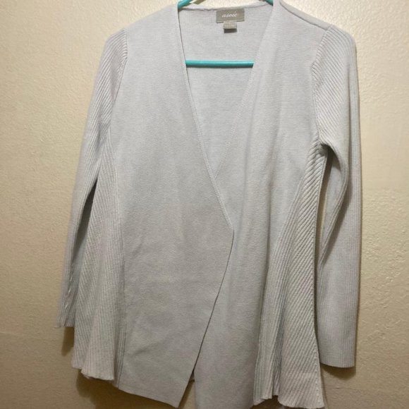Asoie Women's Off White Open Front Silk Blend Knit Cardigan Sweater Size Small - Picture 1 of 6